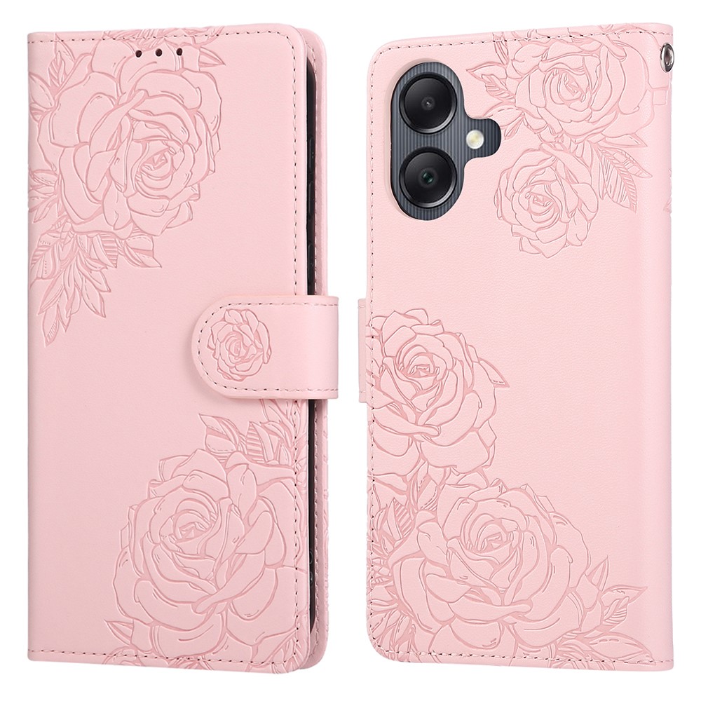  Samsung Galaxy A07 Fodral Med Tryck Blommor Roséguld