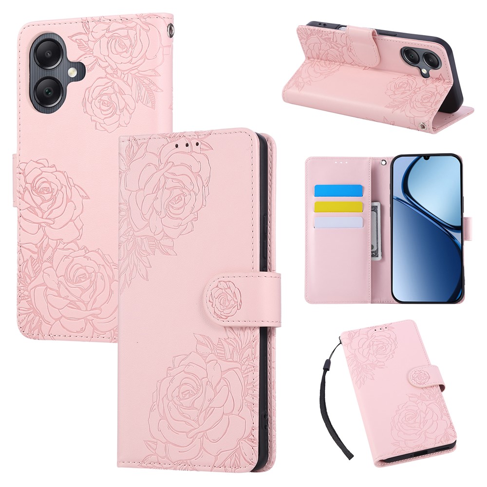 Samsung Galaxy A07 Fodral Med Tryck Blommor Roséguld