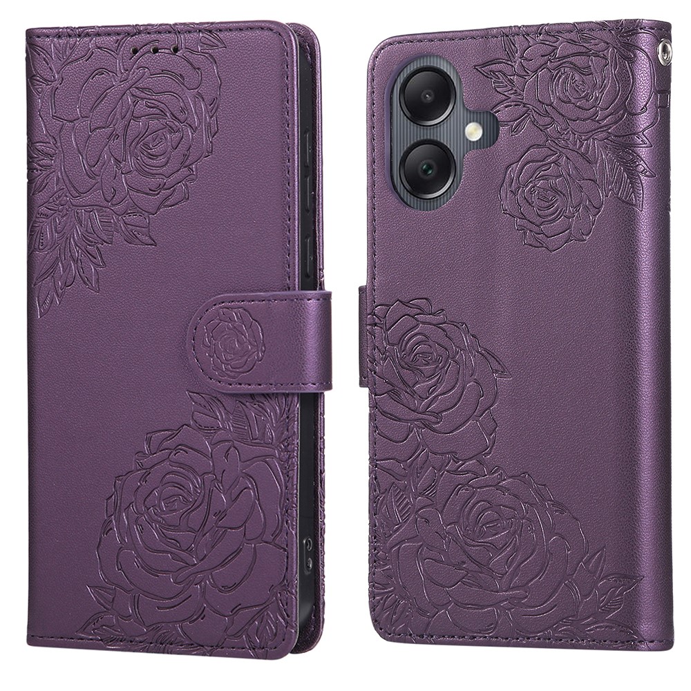  Samsung Galaxy A07 Fodral Med Tryck Blommor Mörk Lila