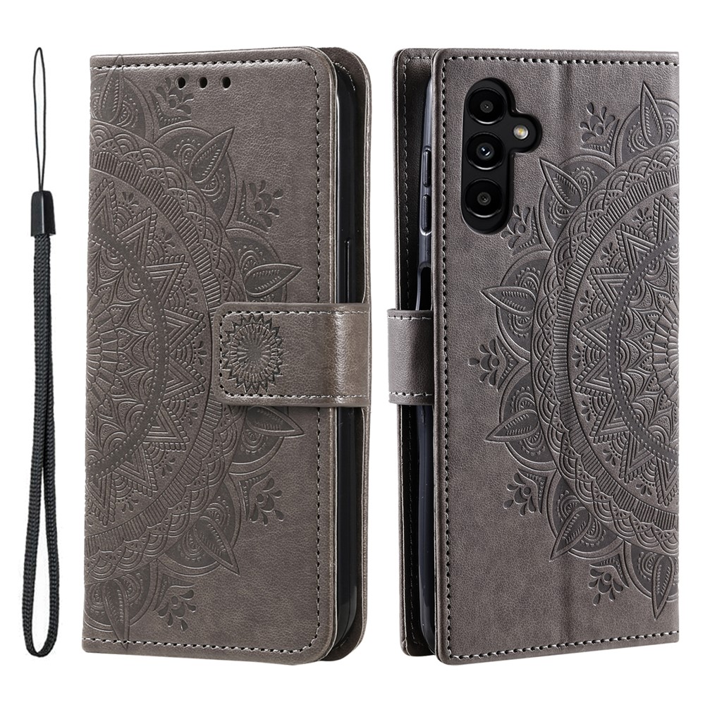  Samsung Galaxy S25 FE Fodral Mandala Läder Grå