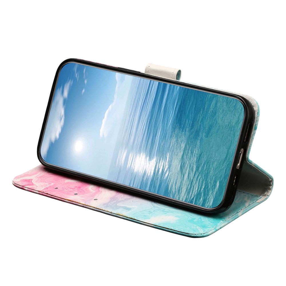  Samsung Galaxy S25 FE Fodral Med Tryck Rosa / Grön Marmor
