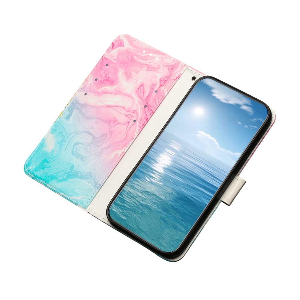  Samsung Galaxy S25 FE Fodral Med Tryck Rosa / Grön Marmor