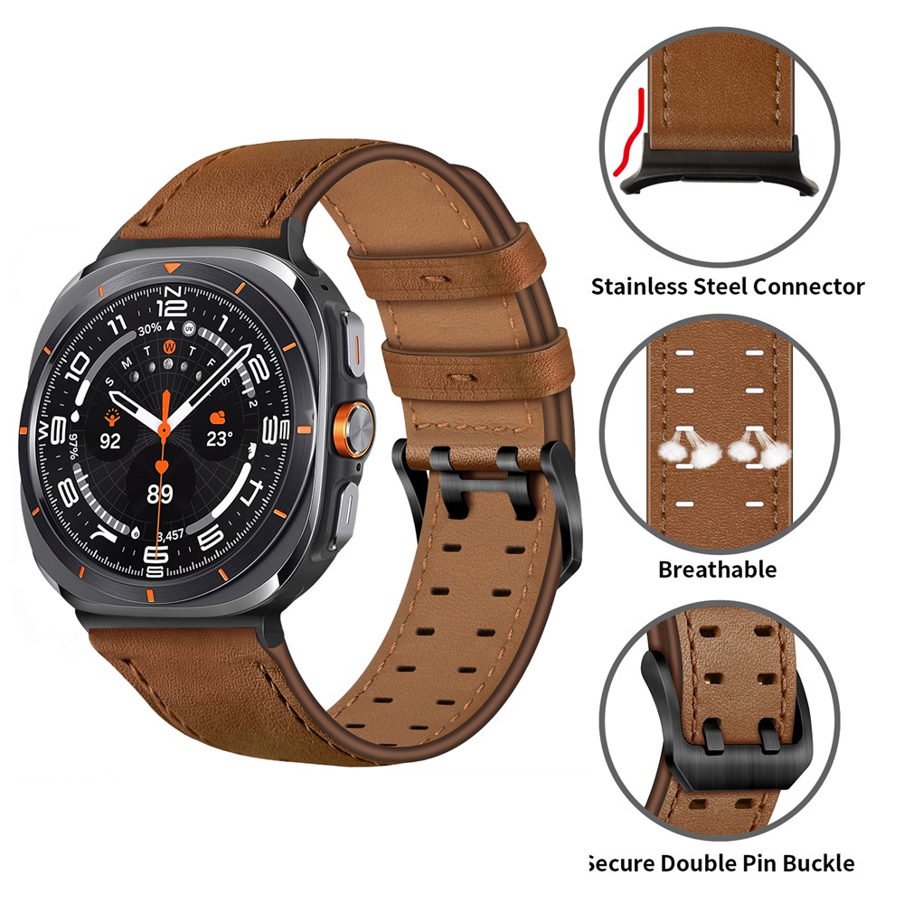  Samsung Galaxy Watch 8 46/44/40 mm Armband Äkta Läder Brun