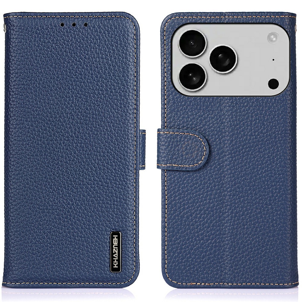 KHAZNEH KHAZNEH iPhone 17 Pro Fodral Äkta Läder Blå