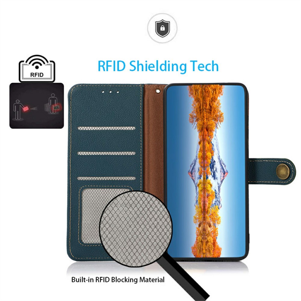 KHAZNEH KHAZNEH iPhone 17 Pro Fodral RFID Äkta Läder Grön