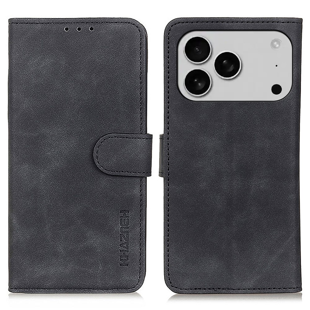 KHAZNEH KHAZNEH iPhone 17 Pro Fodral Retro Läder Svart