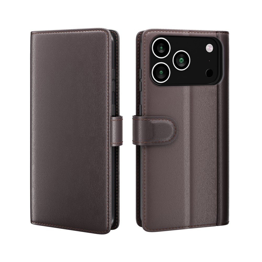  iPhone 17 Pro Fodral Premium Äkta Läder Brun
