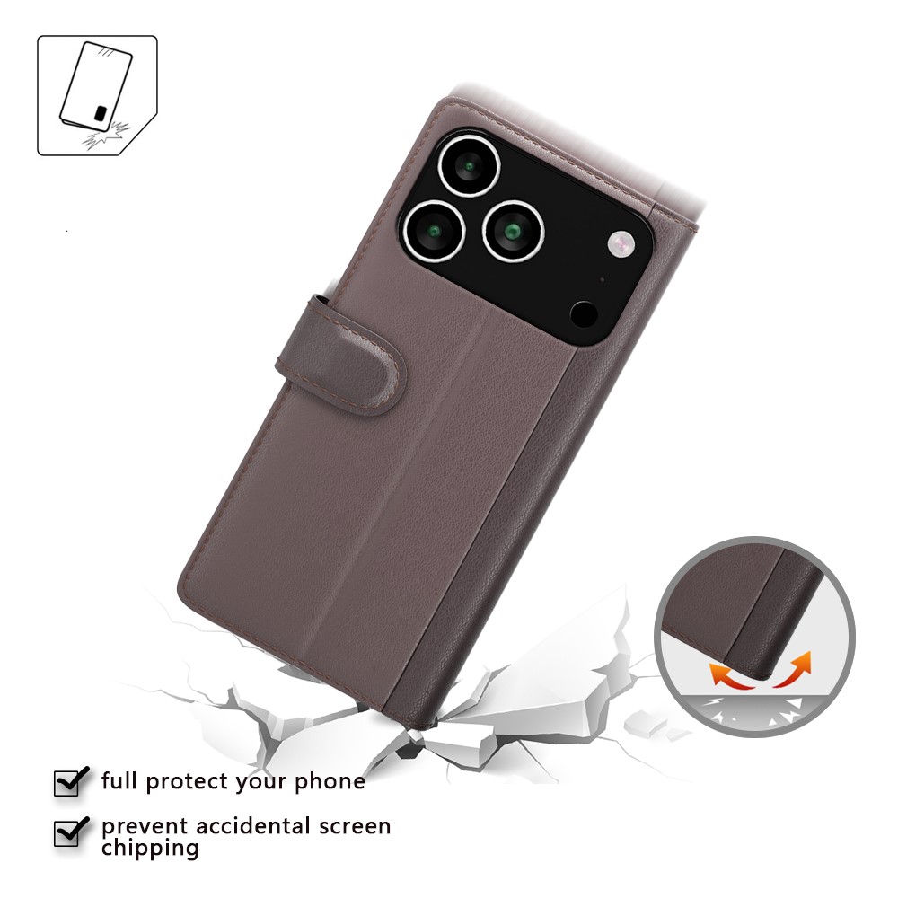  iPhone 17 Pro Fodral Premium Äkta Läder Brun