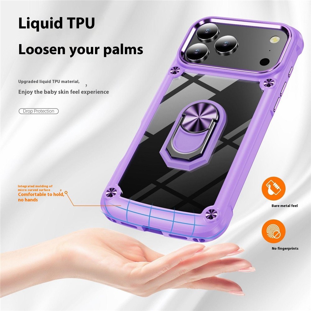  iPhone 17 Pro Skal Shockproof Ring Hybrid Svart