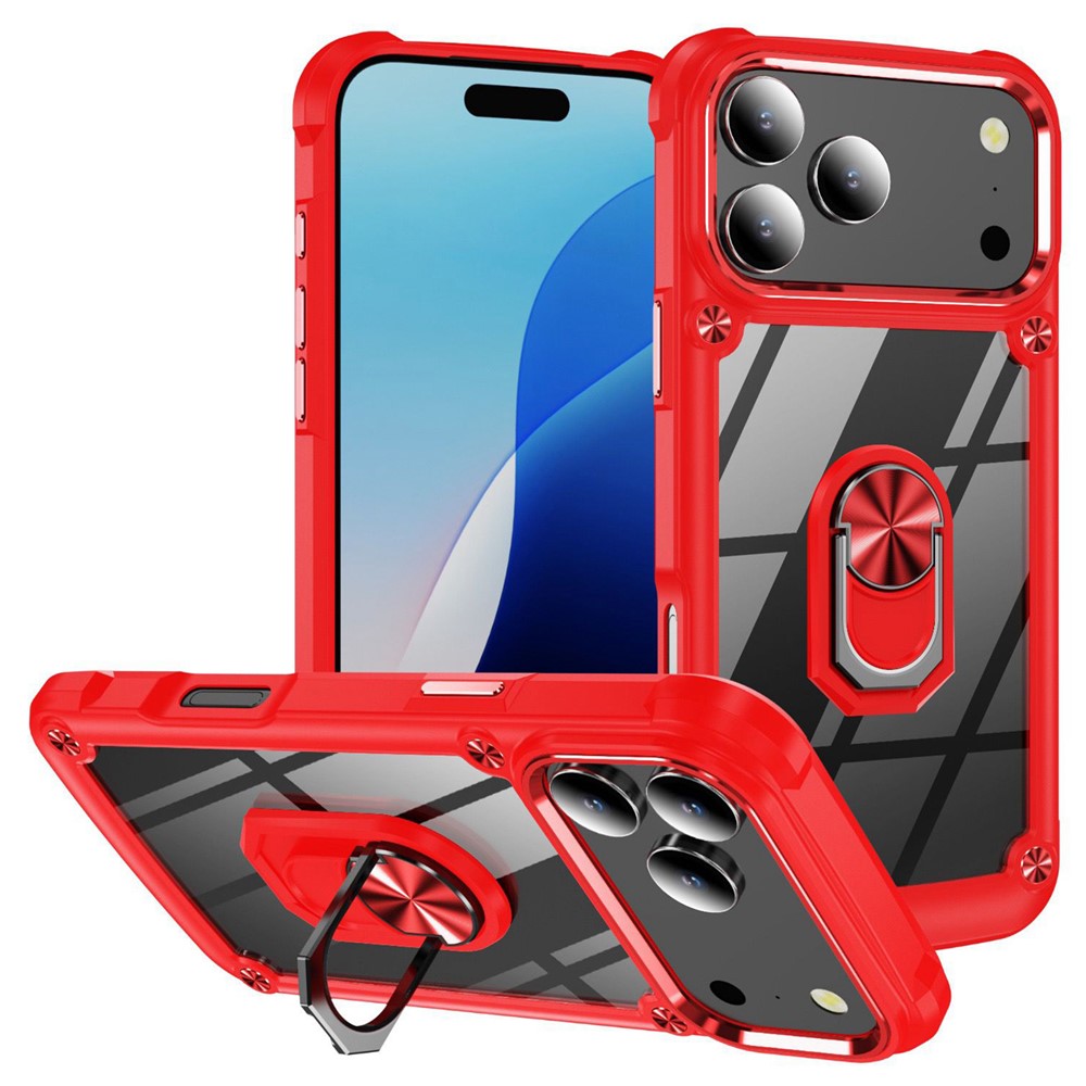  iPhone 17 Pro Skal Shockproof Ring Hybrid Röd