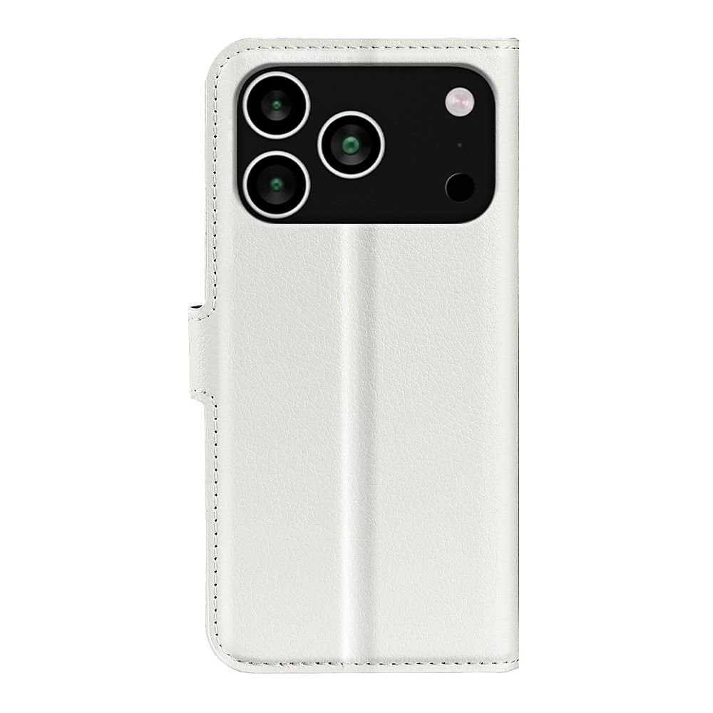  iPhone 17 Pro Fodral Litchi Läder Vit