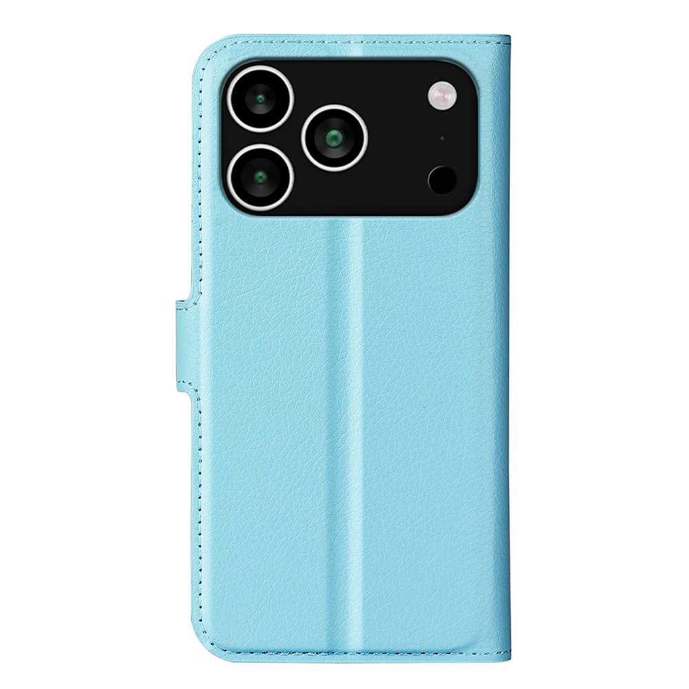  iPhone 17 Pro Fodral Litchi Läder Blå