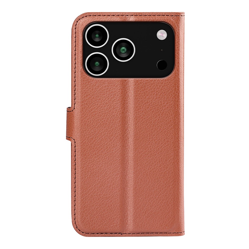  iPhone 17 Pro Fodral Litchi Läder Brun