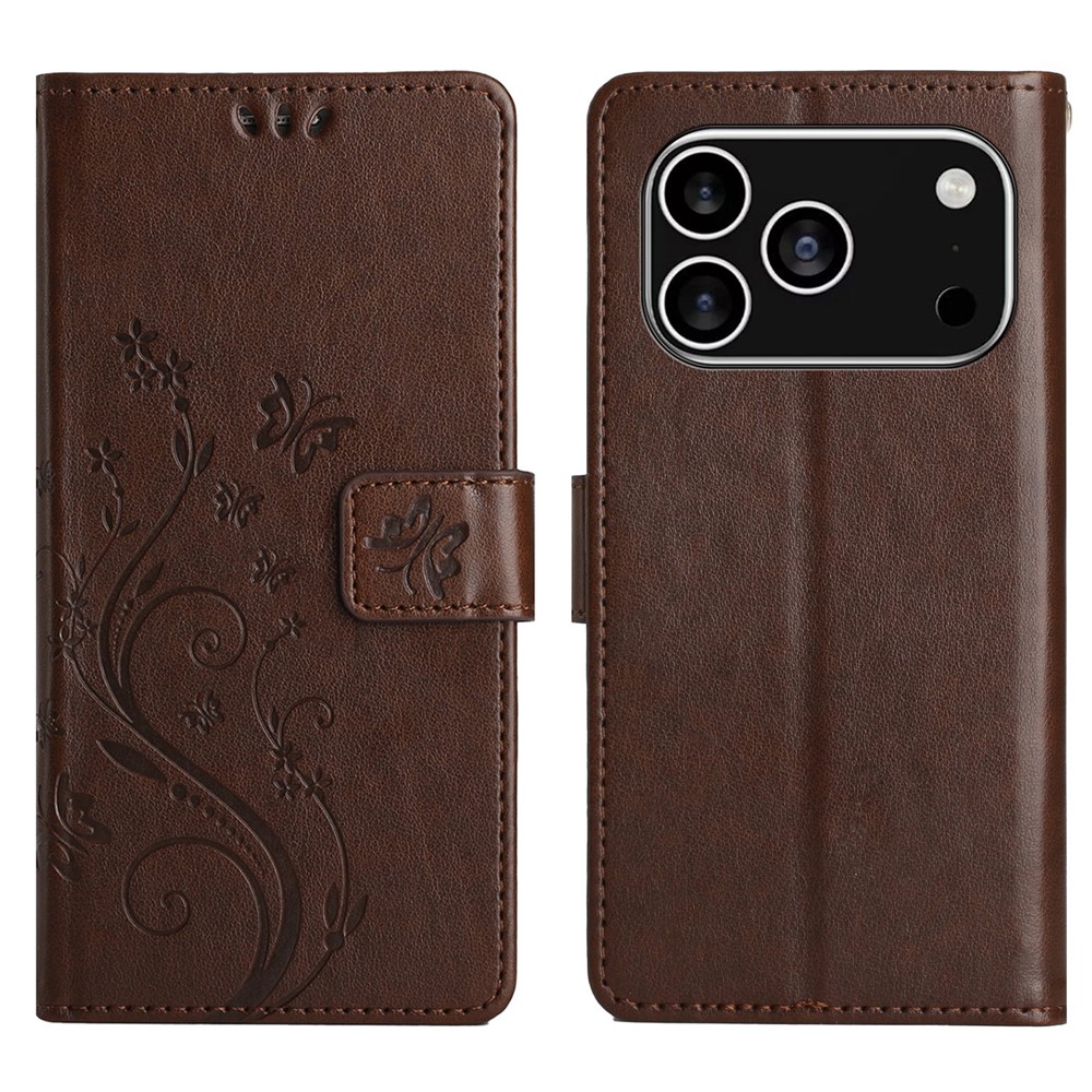  iPhone 17 Pro Fodral Med Blommigt Tryck Brun