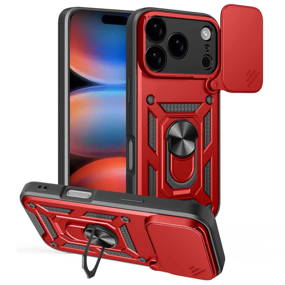  iPhone 17 Pro Skal CamShield Ring Hybrid Röd