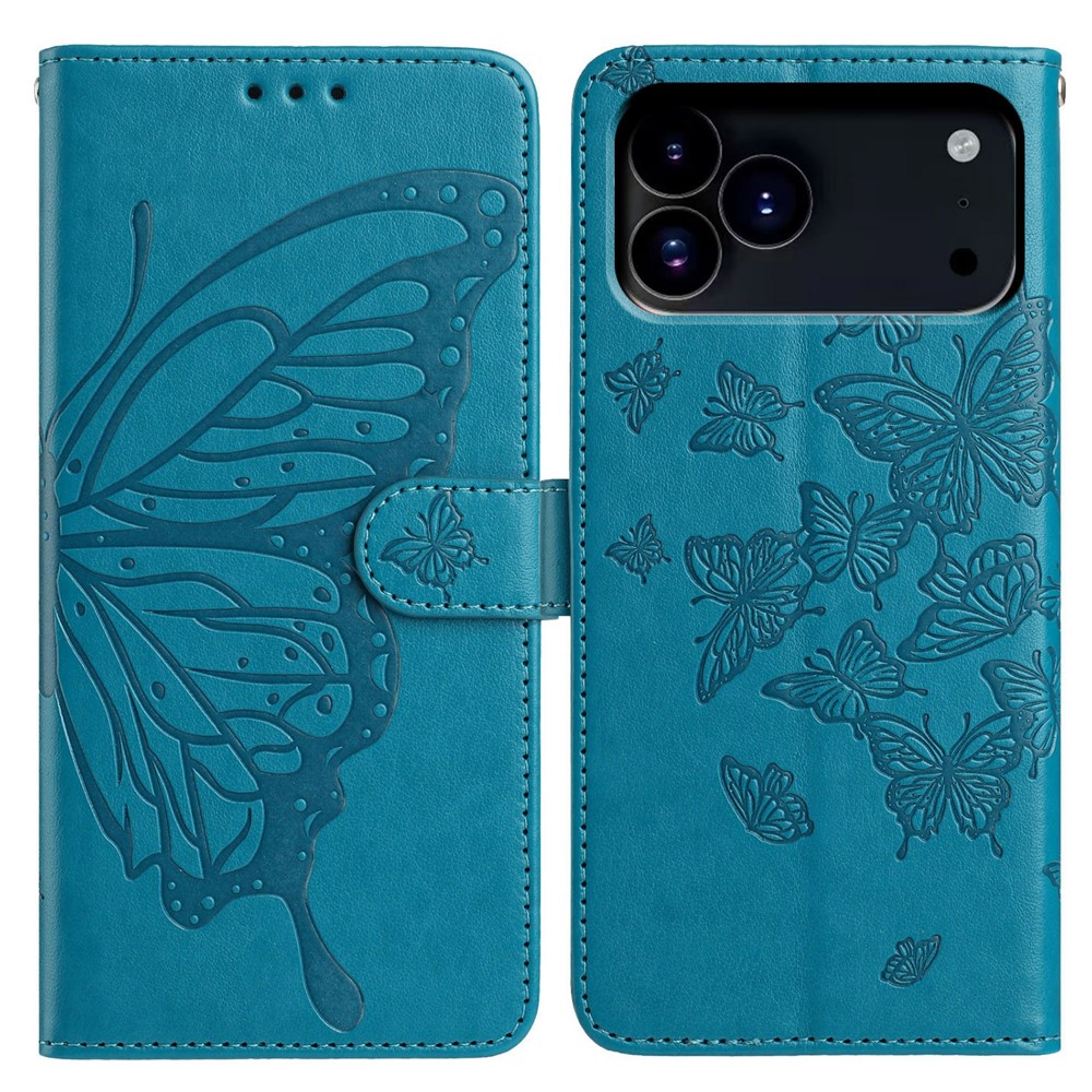  iPhone 17 Pro Fodral Med Fjäril Tryck Blå