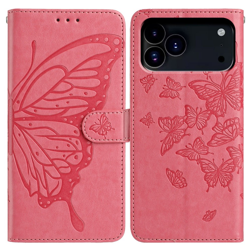  iPhone 17 Pro Fodral Med Fjäril Tryck Rosa