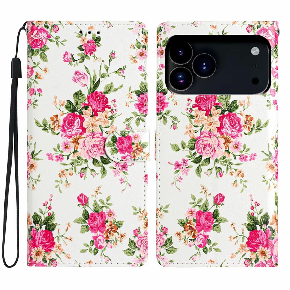  iPhone 17 Pro Fodral Med Tryck Rosa Blommor