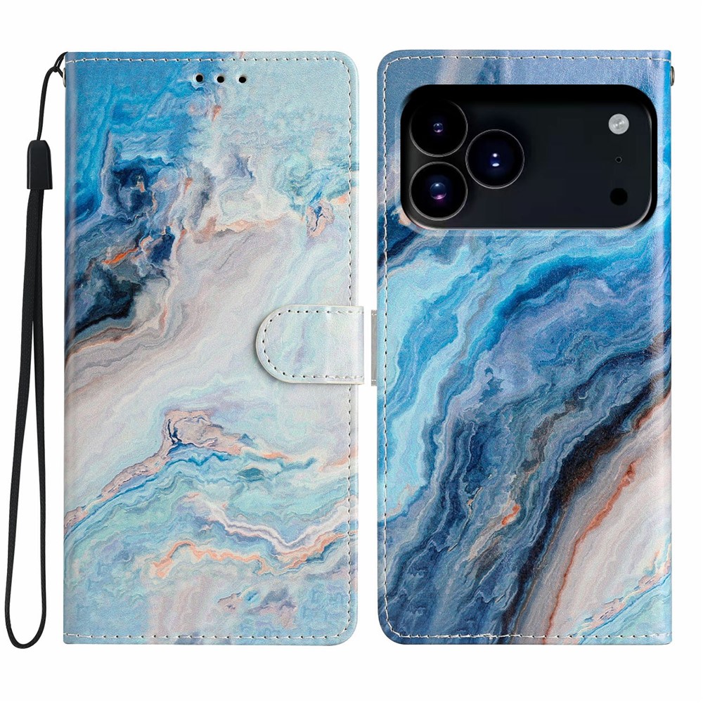  iPhone 17 Pro Fodral Med Tryck Blå Marmor