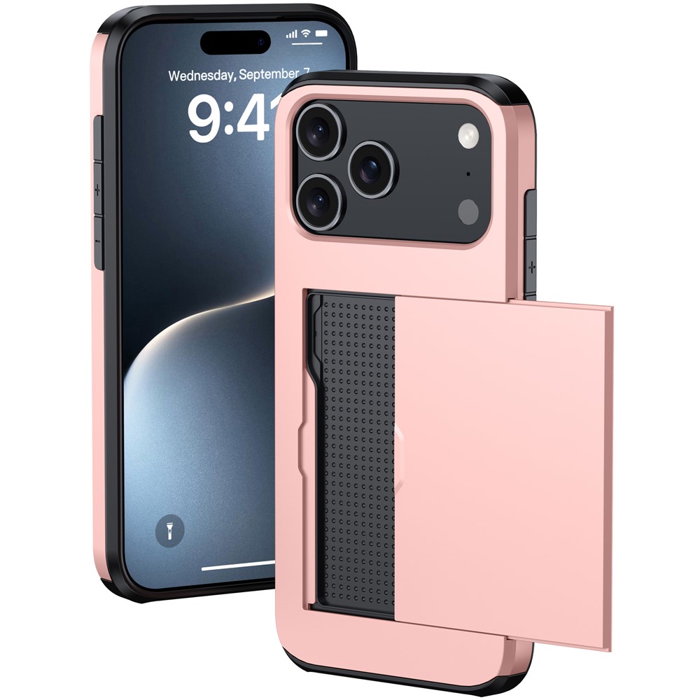  iPhone 17 Pro Skal Hybrid Med Kortfack Roséguld