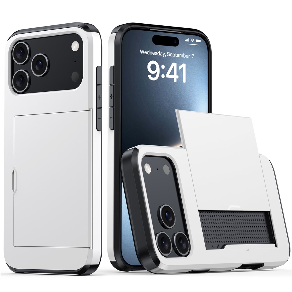  iPhone 17 Pro Skal Hybrid Med Kortfack Vit