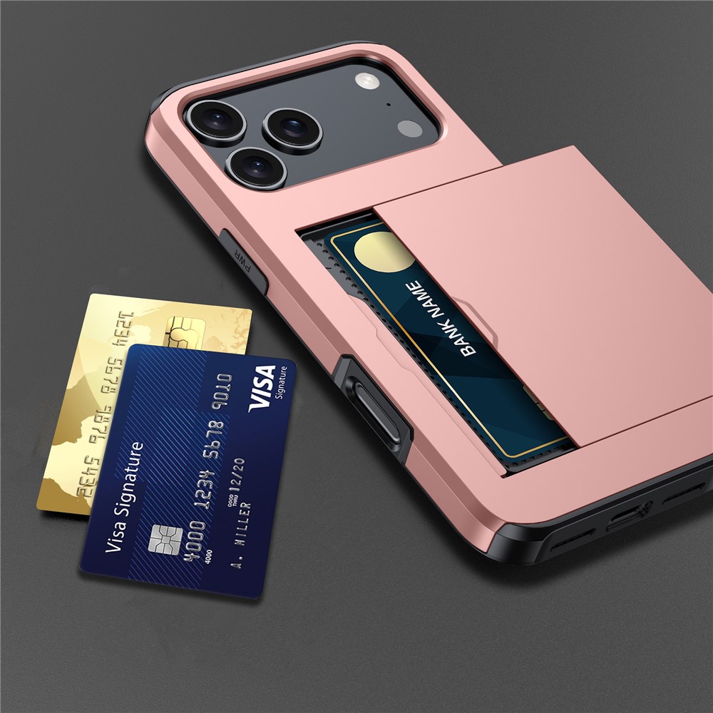  iPhone 17 Pro Skal Hybrid Med Kortfack Grå