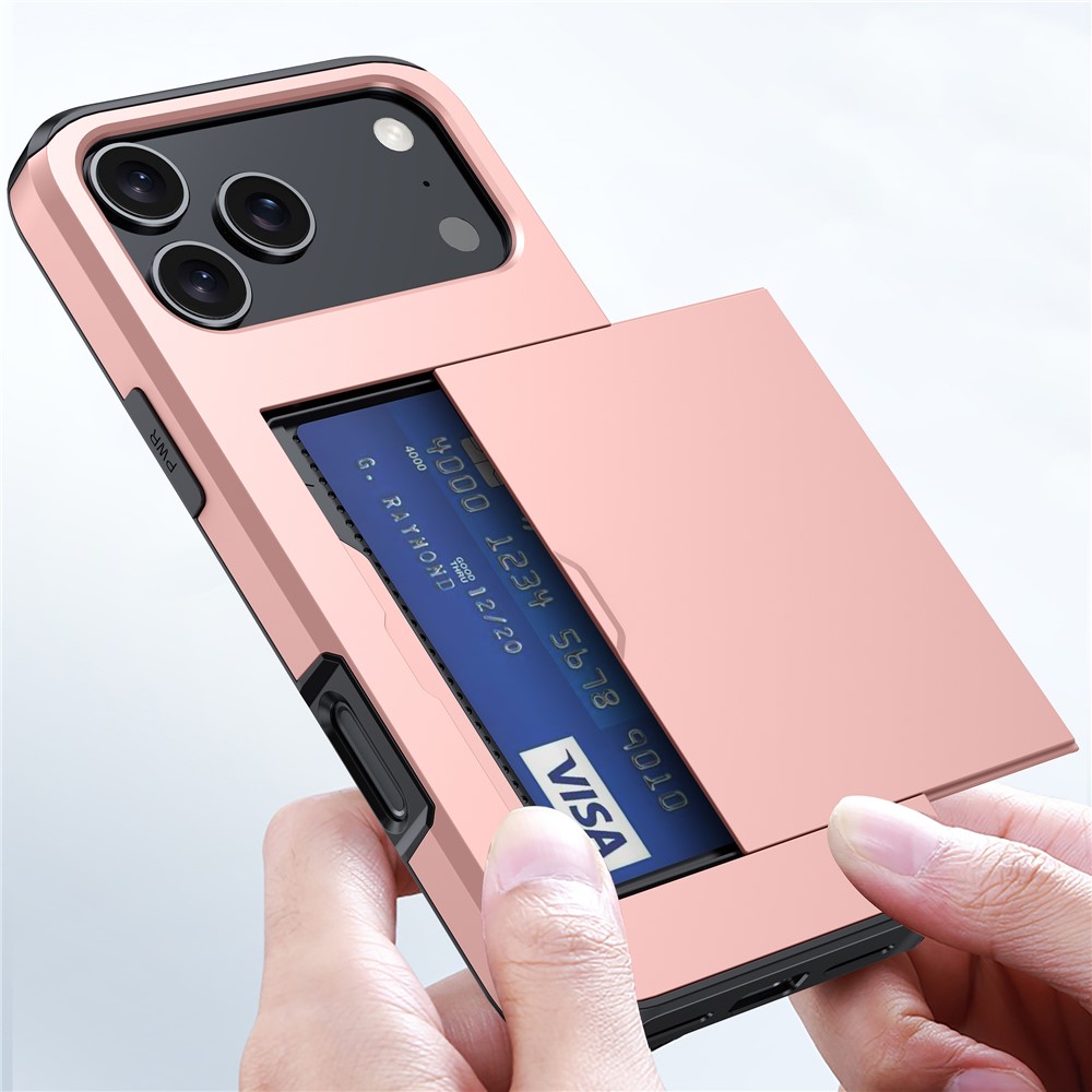  iPhone 17 Pro Skal Hybrid Med Kortfack Grå