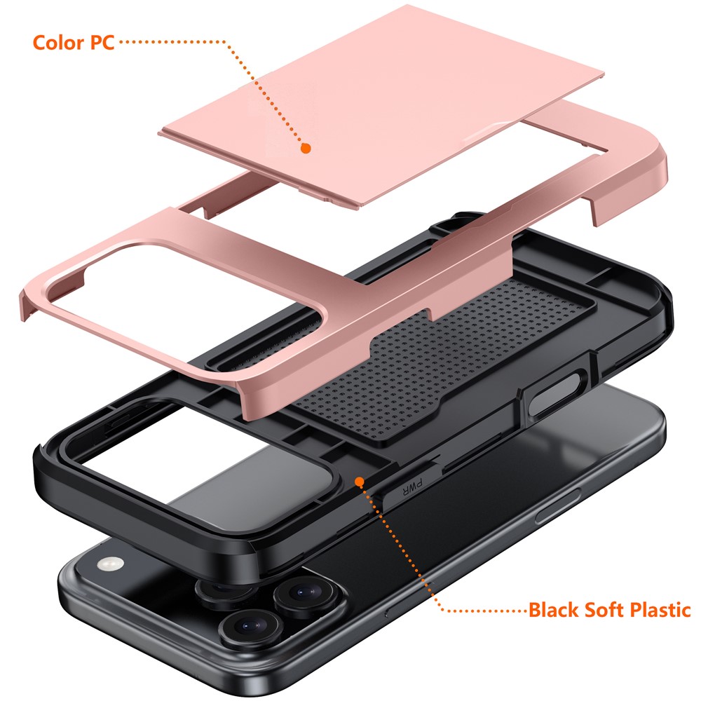 iPhone 17 Pro Skal Hybrid Med Kortfack Grå