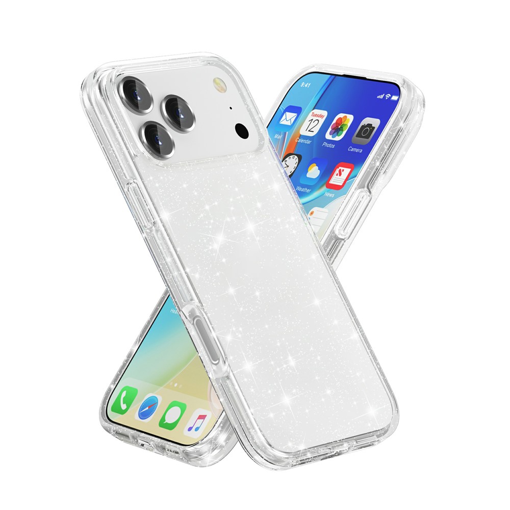  iPhone 17 Pro Skal Hybrid Glitter Vit