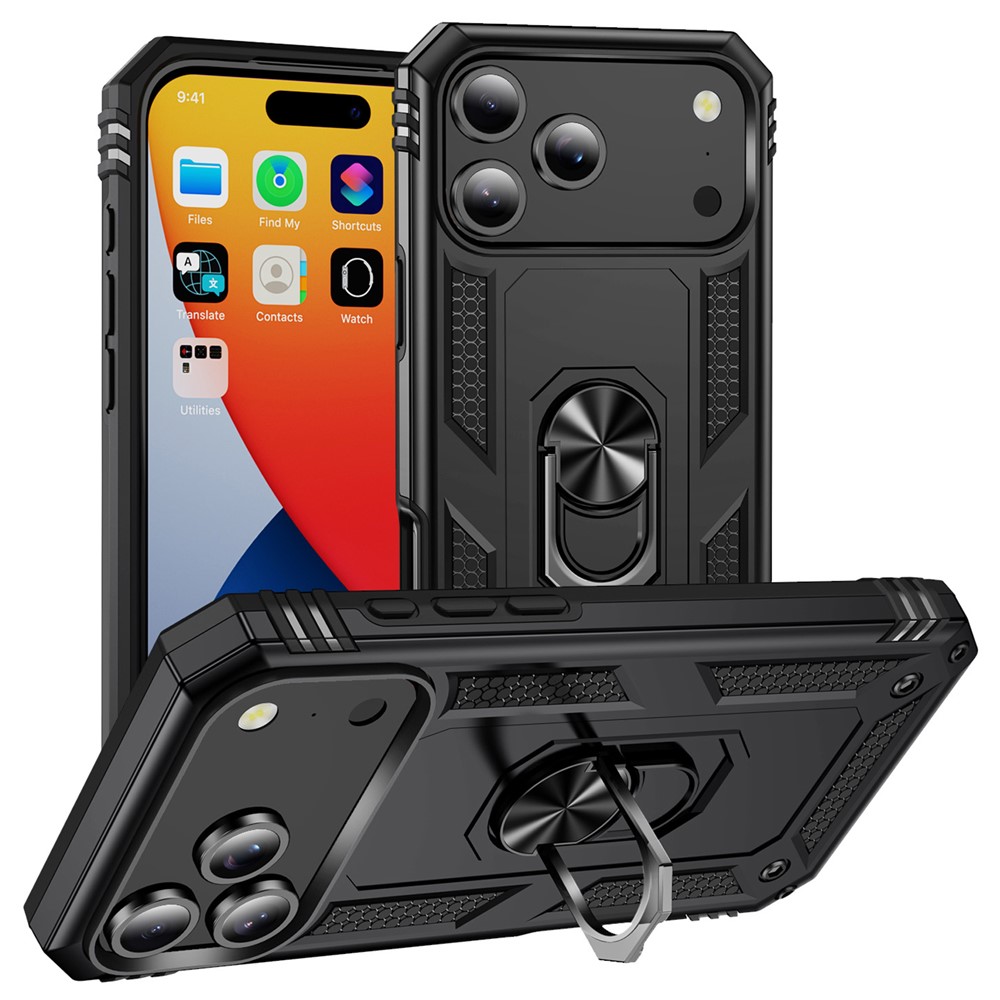  iPhone 17 Pro Skal Shockproof Hybrid Ring Svart