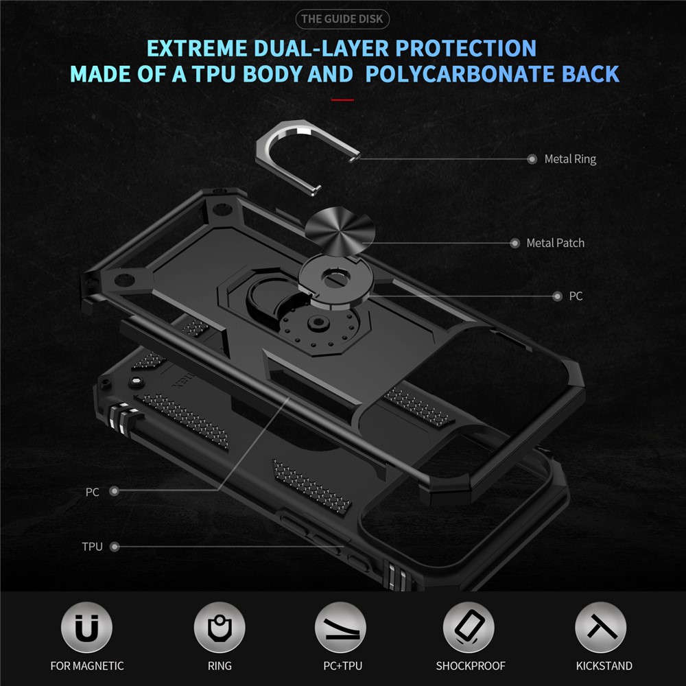  iPhone 17 Pro Skal Shockproof Hybrid Ring Svart