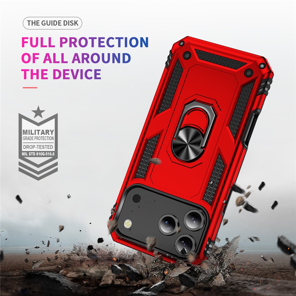  iPhone 17 Pro Skal Shockproof Hybrid Ring Röd
