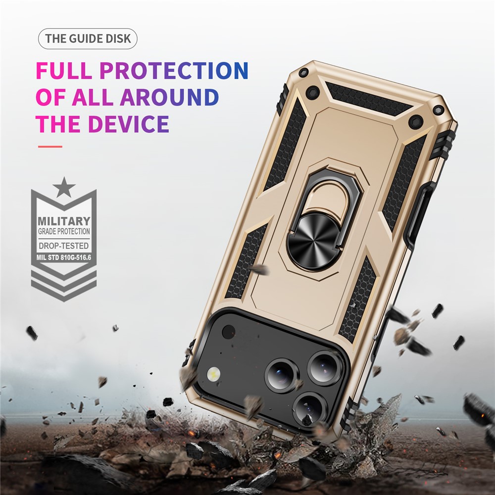  iPhone 17 Pro Skal Shockproof Hybrid Ring Guld