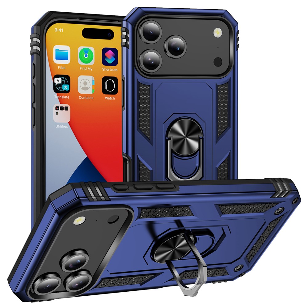  iPhone 17 Pro Skal Shockproof Hybrid Ring Blå