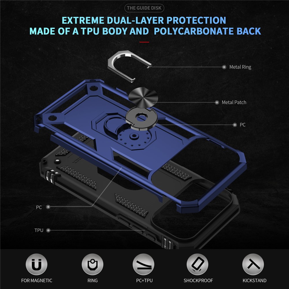  iPhone 17 Pro Skal Shockproof Hybrid Ring Blå
