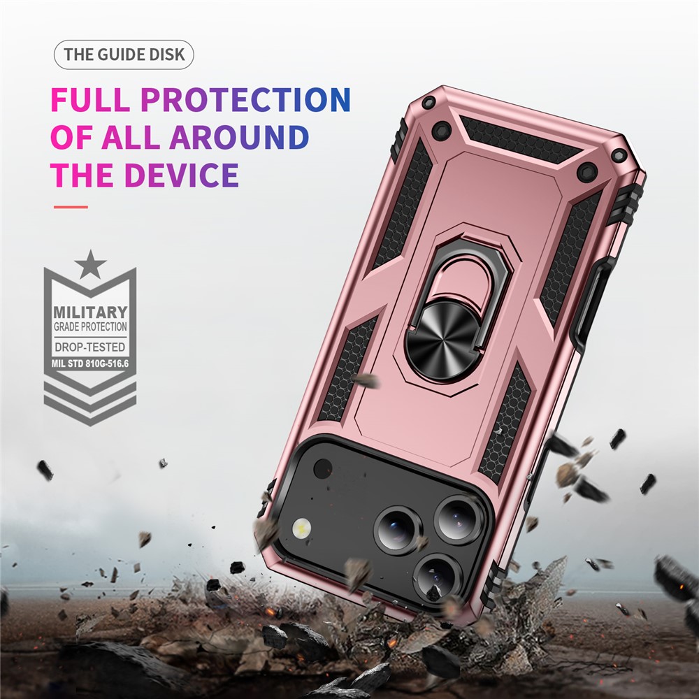  iPhone 17 Pro Skal Shockproof Hybrid Ring Roséguld