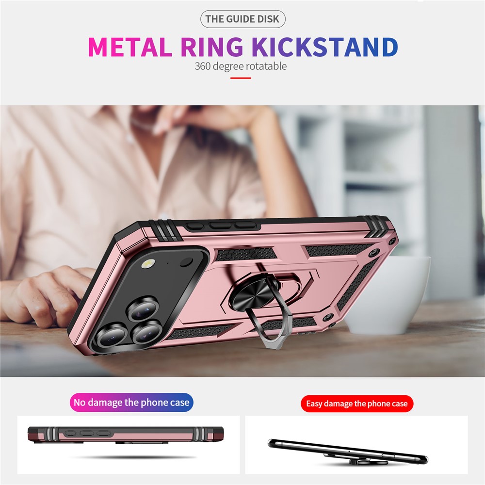  iPhone 17 Pro Skal Shockproof Hybrid Ring Roséguld