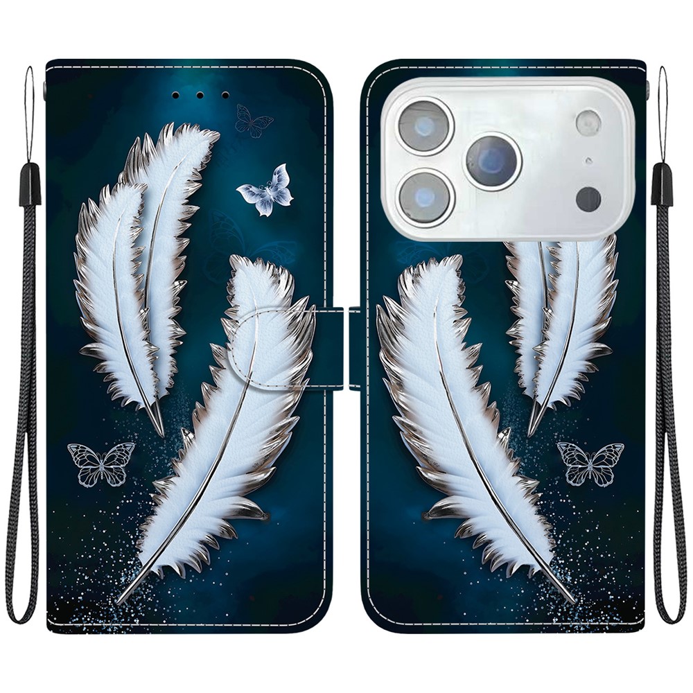  iPhone 17 Pro Fodral Med Tryck Vita Fjädrar