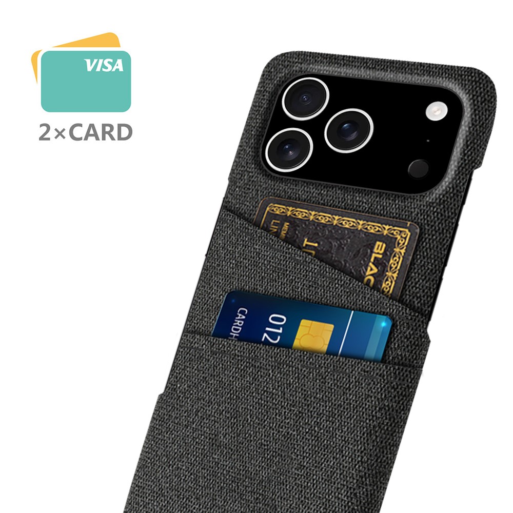  iPhone 17 Pro Skal Med Kortfack Tygbelagt Svart