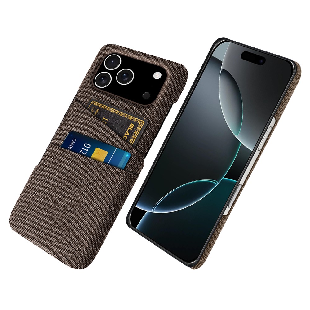  iPhone 17 Pro Skal Med Kortfack Tygbelagt Brun