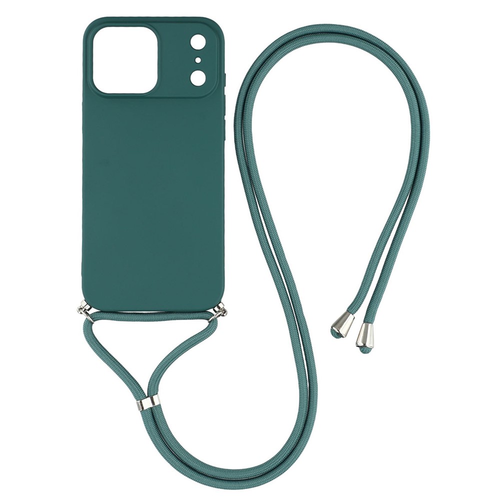  iPhone 17 Pro Skal Med Mobilsnöre TPU Mörk Grön