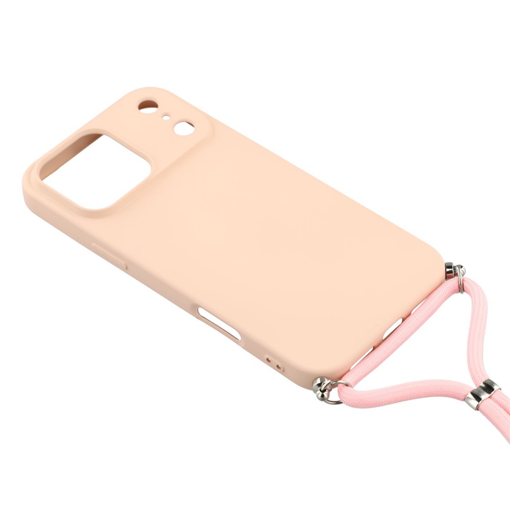  iPhone 17 Pro Skal Med Mobilsnöre TPU Rosa
