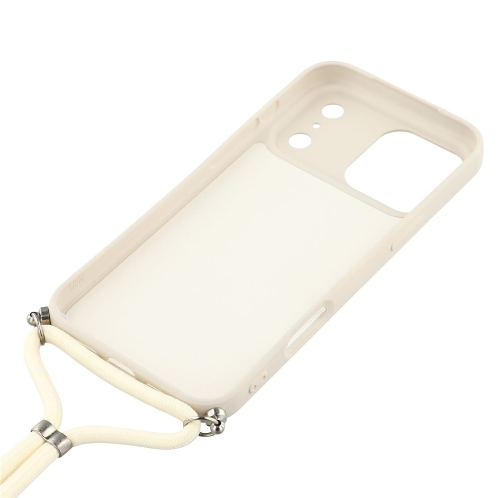  iPhone 17 Pro Skal Med Mobilsnöre TPU Vit