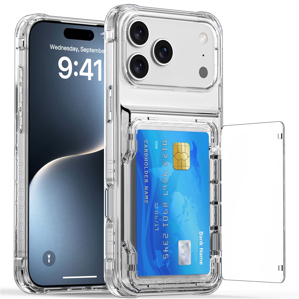  iPhone 17 Pro Skal Kickstand Med Korthållare Transparent