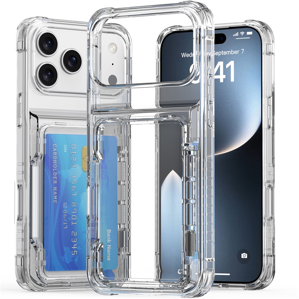  iPhone 17 Pro Skal Kickstand Med Korthållare Transparent