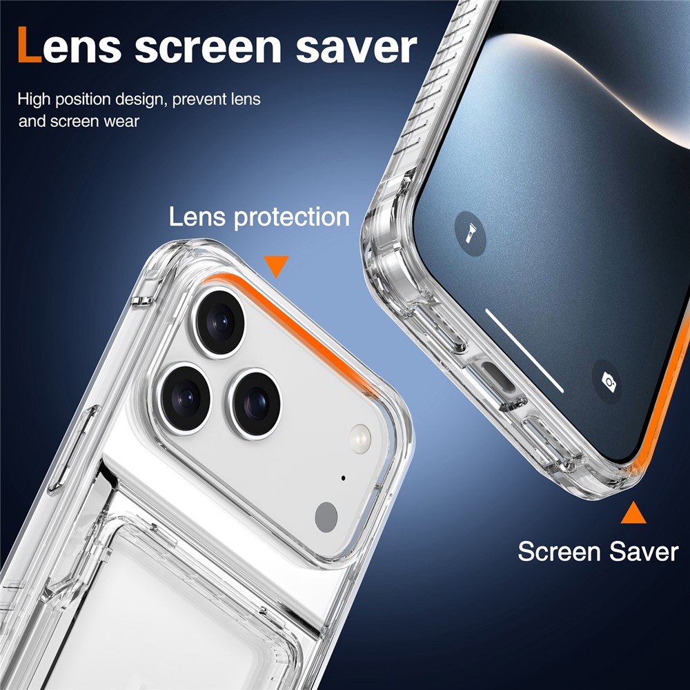  iPhone 17 Pro Skal Kickstand Med Korthållare Transparent