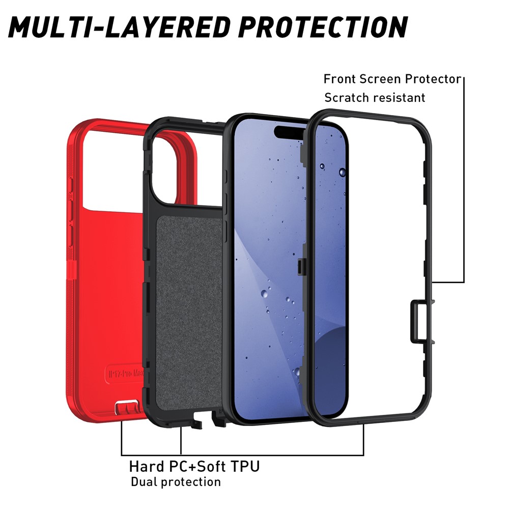  iPhone 17 Pro Skal Extreme Shockproof Hybrid Röd