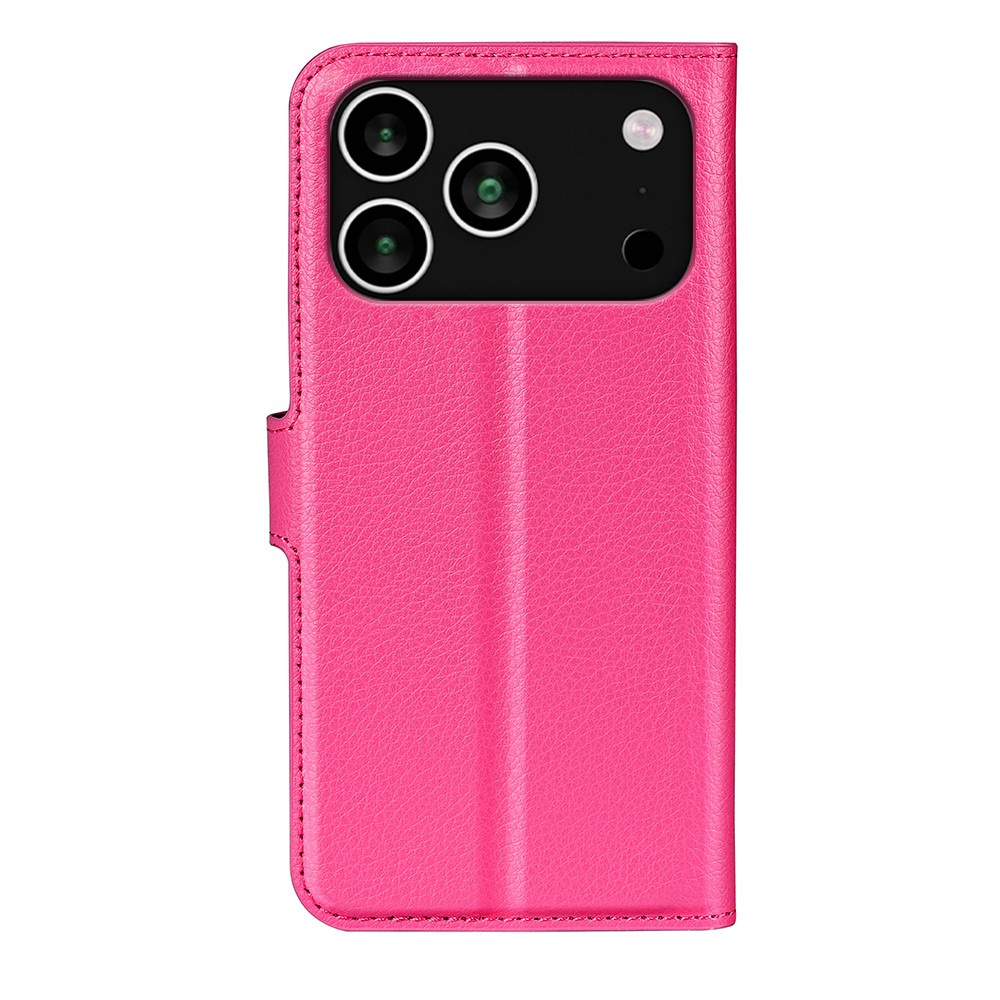  iPhone 17 Pro Max Fodral Litchi Läder Rosa