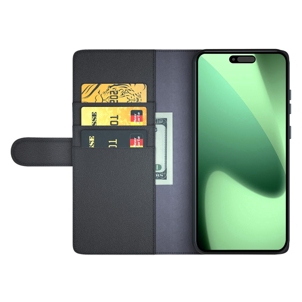 iPhone 17 Pro Max Fodral Premium Äkta Läder Svart