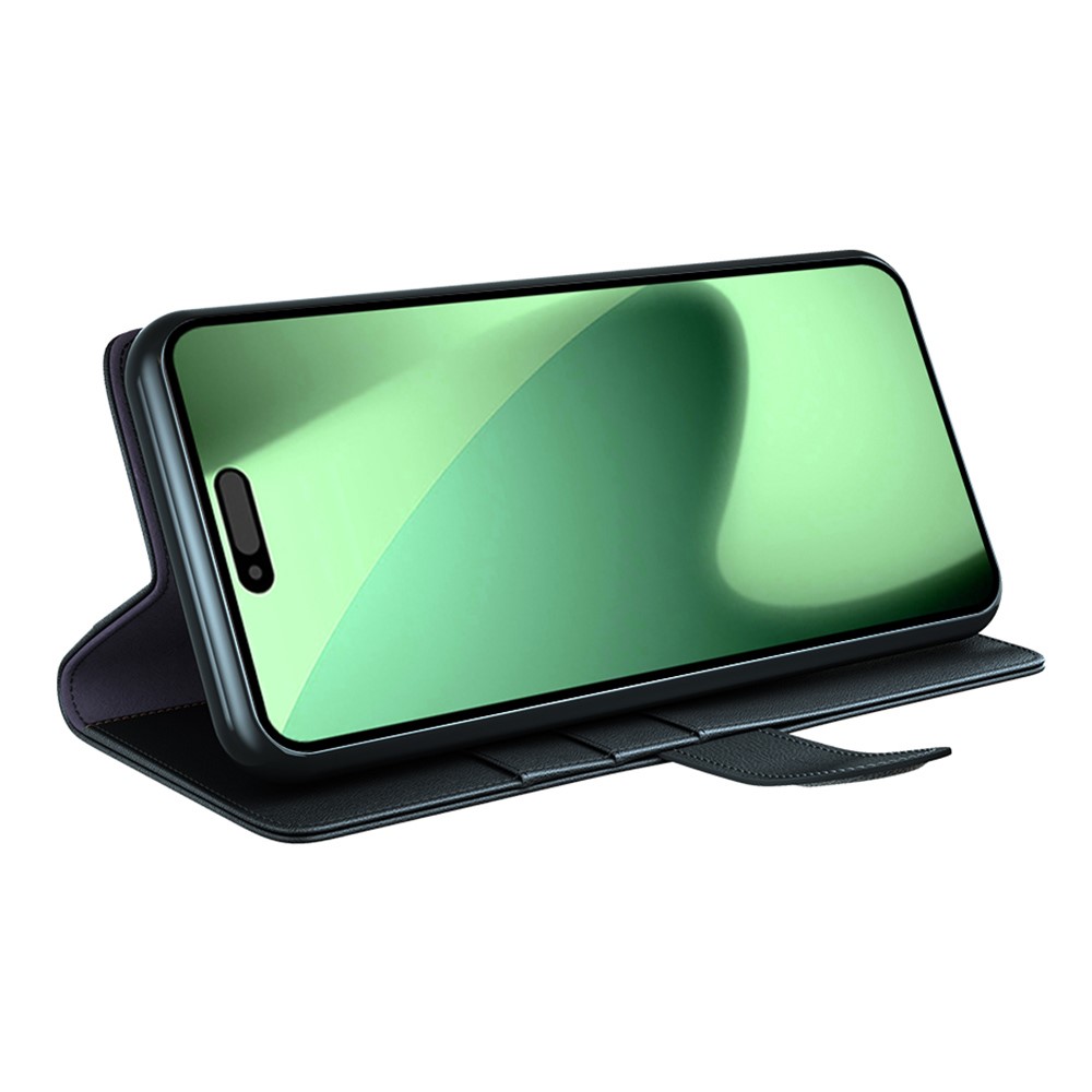  iPhone 17 Pro Max Fodral Premium Äkta Läder Svart
